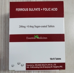 中国 鉄硫酸 + 葉酸 錠剤 200MG + 0.4MG BP / USP 医薬品 サプライヤー